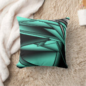 白黒ターコイズグラデーションモダン抽象芸術 クッション (ブランケット)