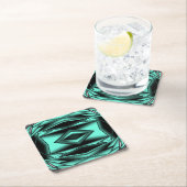 白黒ターコイズグラデーションモダン抽象芸術 スクエアペーパーコースター (インサイチュ)