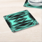 白黒ターコイズグラデーションモダン抽象芸術 スクエアペーパーコースター (アングル)