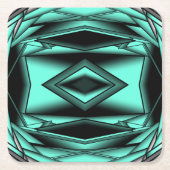 白黒ターコイズグラデーションモダン抽象芸術 スクエアペーパーコースター (正面)