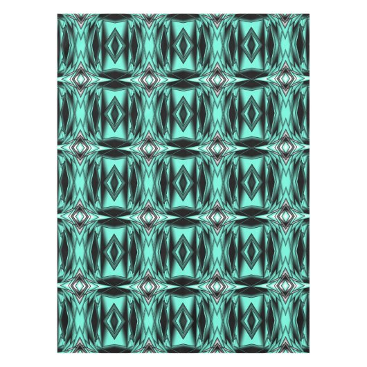 白黒ターコイズグラデーションモダン抽象芸術 テーブルクロス (正面)