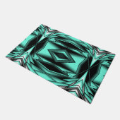 白黒ターコイズグラデーションモダン抽象芸術 ドアマット (アングル)