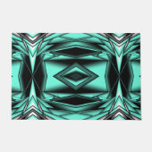 白黒ターコイズグラデーションモダン抽象芸術 ドアマット (正面)