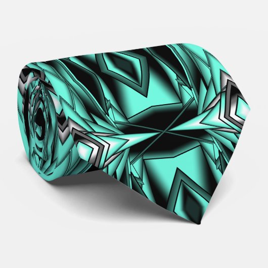 白黒ターコイズグラデーションモダン抽象芸術 ネクタイ (ロール)