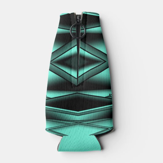 白黒ターコイズグラデーションモダン抽象芸術 ボトルクーラー (裏面)