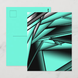 白黒ターコイズグラデーションモダン抽象芸術 ポストカード