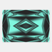 白黒ターコイズグラデーションモダン抽象芸術 ラッピングペーパーシート (正面2)