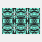 白黒ターコイズグラデーションモダン抽象芸術 ラッピングペーパーシート (正面)