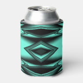 白黒ターコイズグラデーションモダン抽象芸術 缶クーラー (缶正面)