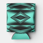 白黒ターコイズグラデーションモダン抽象芸術 缶クーラー (正面)