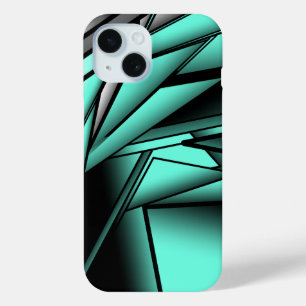 白黒ターコイズグラデーションモダン抽象芸術 iPhone 15ケース