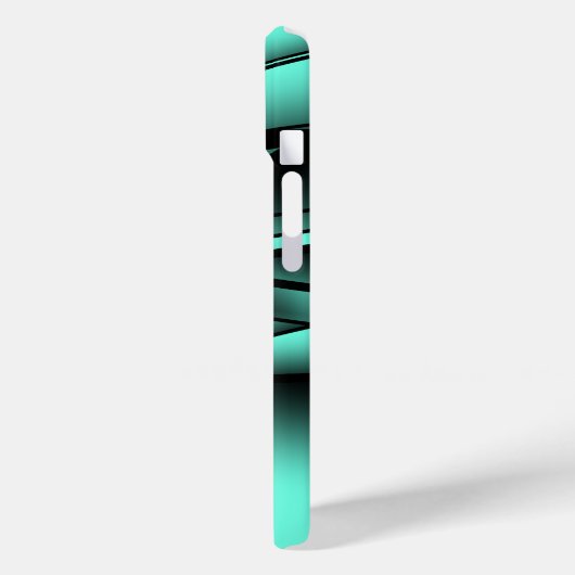 白黒ターコイズグラデーションモダン抽象芸術 Case-Mate iPhoneケース (裏面 / 左)