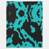 白黒ターコイズ牛プリント毛布 フリースブランケット (正面)