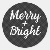 白黒タータンチェッククリスマスメリーブライト ラウンドシール (正面)