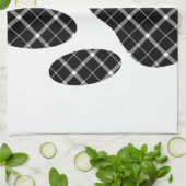 白黒タータンチェックドッグポープリント キッチンタオル (折り畳み)