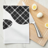白黒タータンチェックドッグポープリント キッチンタオル (四つ折り)