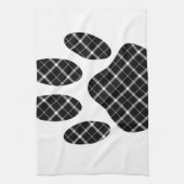 白黒タータンチェックドッグポープリント キッチンタオル (縦)