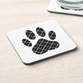 白黒タータンチェックドッグポープリント コースター (左側)