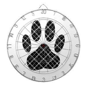 白黒タータンチェックドッグポープリント ダーツボード