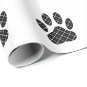 白黒タータンチェックドッグポープリント ラッピングペーパー (ロールコーナー)