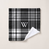 白黒タータンチェックプレイド バスタオルセット (ウォッシュタオル)