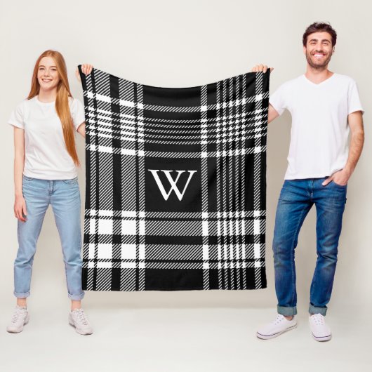 白黒タータンチェックプレイド フリースブランケット (インサイチュ)