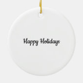 白黒タータンチェックメリークリスマスブライト セラミックオーナメント (裏面)