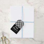 白黒タータンチェックメリークリスマス名前をカスタムする ギフトタグ (より糸付き)