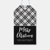 白黒タータンチェックメリークリスマス名前をカスタムする ギフトタグ (正面)