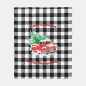 白黒タータンチェック赤クリスマストラック フリースブランケット (正面)