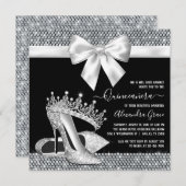 白黒ダイアモンドティアラシューズグラムキンセアニェラ 招待状 (正面/裏面)