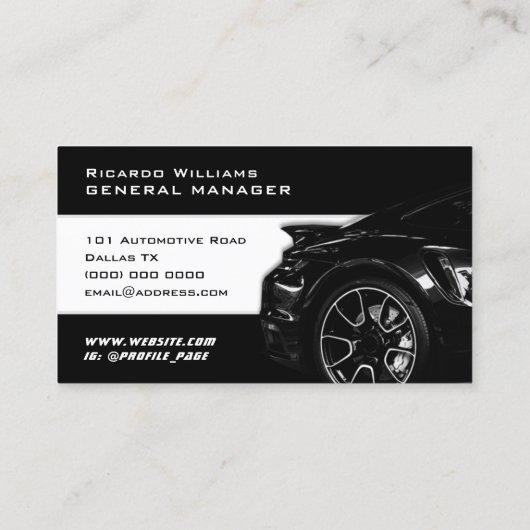 白黒ダイナミック車の機能 名刺 (裏面)