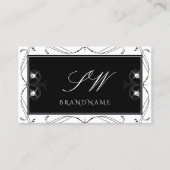 白黒ダイヤモンドきらめくイニシャル華美 名刺 (正面)