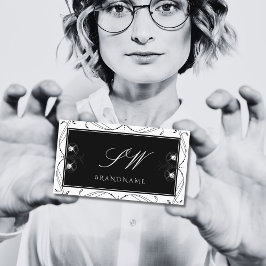 白黒ダイヤモンドきらめくイニシャル華美 名刺