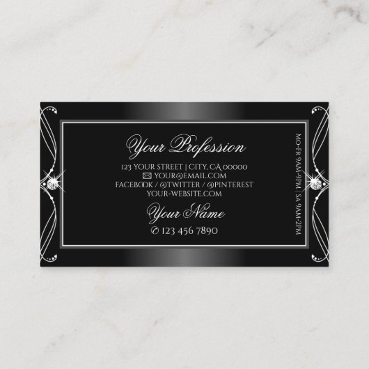 白黒ダイヤモンドきらめく華美オーナメント 名刺 (裏面)