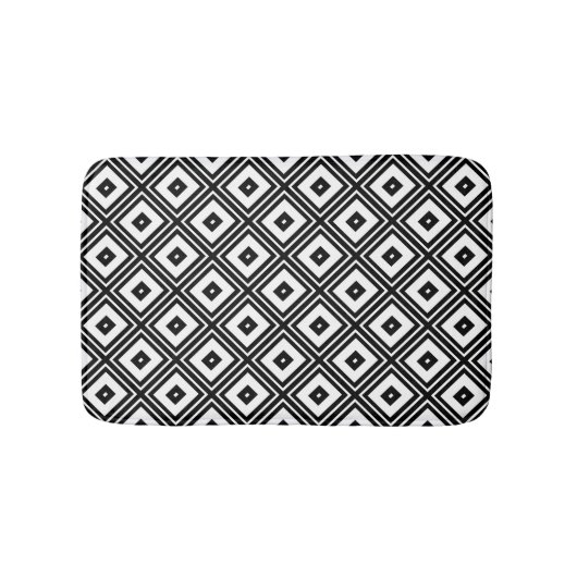 白黒ダイヤモンドの正方形バスマット バスマット (正面)