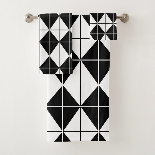 白黒ダイヤモンドアーガイル幾何学的 バスタオルセット (インサイチュ)