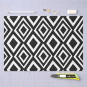 白黒ダイヤモンドジオメトリパターン 薄葉紙 (クラフト)