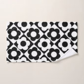 白黒ダイヤモンドチェックフラワーパターン バスタオルセット (ハンドタオル)