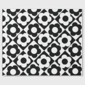 白黒ダイヤモンドチェックフラワーパターン ラッピングペーパー (フラット)