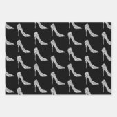 白黒ダイヤモンドハイヒール結婚シューズ ラッピングペーパーシート (正面)