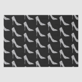 白黒ダイヤモンドハイヒール結婚シューズ 薄葉紙