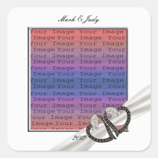 白黒ダイヤモンドハートシール スクエアシール (正面)