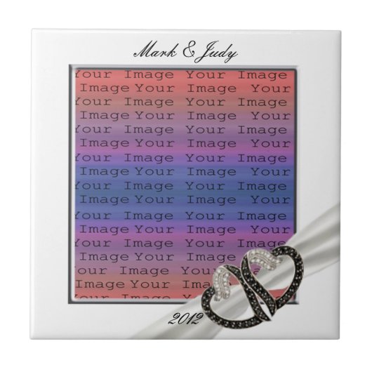 白黒ダイヤモンドハートセラミックタイル タイル (正面)