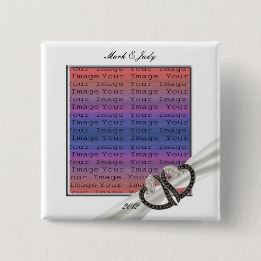 白黒ダイヤモンドハートボタン 缶バッジ (正面)