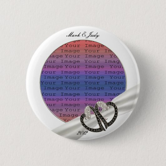 白黒ダイヤモンドハートボタン 缶バッジ (正面)