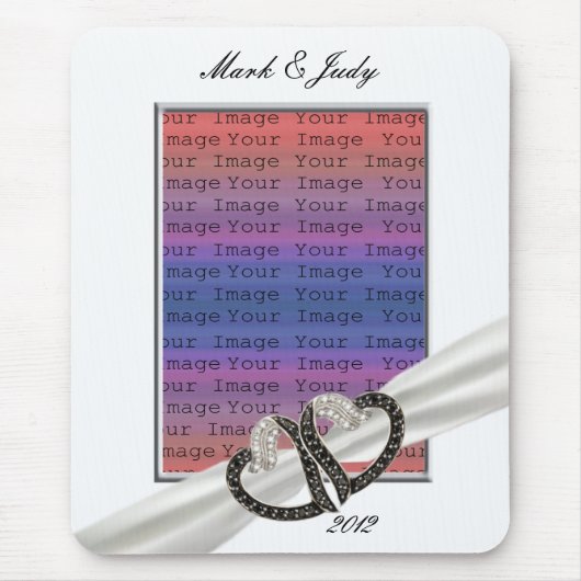 白黒ダイヤモンドハートマウスパッド マウスパッド (正面)