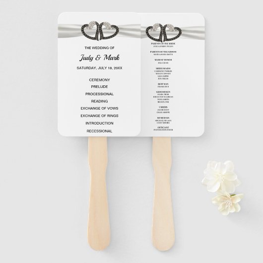 白黒ダイヤモンドハート結婚式 プログラムファン ハンドファン (正面&裏面)