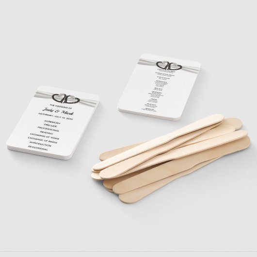 白黒ダイヤモンドハート結婚式 プログラムファン ハンドファン (組立なし)