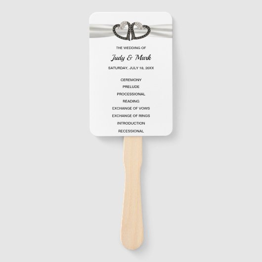 白黒ダイヤモンドハート結婚式 プログラムファン ハンドファン (正面)